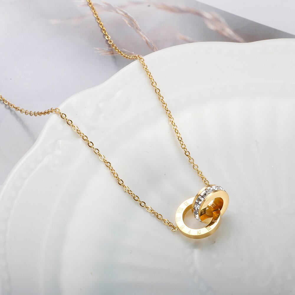 Collar Imperial Piedra Zirconia Bañado en Oro 18K